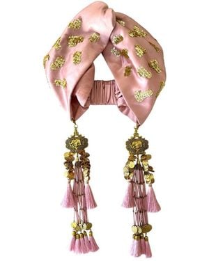 Julia Clancey Dusky Leopard Silk Luxe Twist Headband - Pink