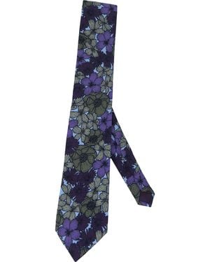 lords of harlech Taddeo Dense Floral Merino Tie - Blue