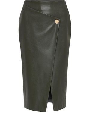 Zetaye Riva Faux Leather Wrap Skirt - Green