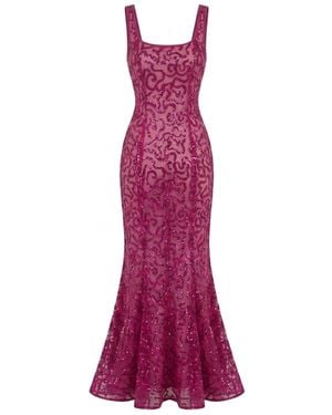 Elsava Sequin Tie-Back Midi Dress - Purple