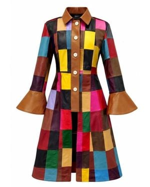 Zasta Studio The Queen Of Hearts Italian Leather Trench Coat B - Blue
