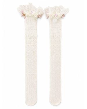 ADIBA Neutrals Rosabelle Ivory Lace Socks - White