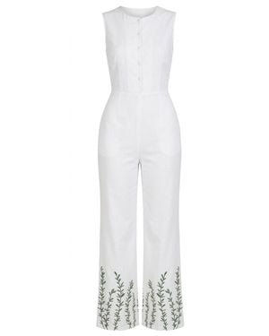 Ashita Fernandes Sleeveless One-Piece High Collar Flared Ankle-Length Pants - White