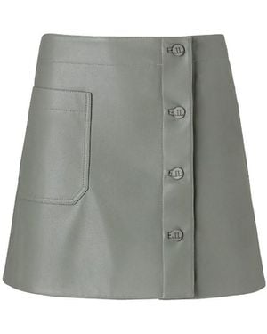 Lita Couture Faux Leather A-Line Skirt - Gray