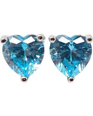 Sophelia Aquamarine Heart Sterling Stud Gemstone Earrings - Blue