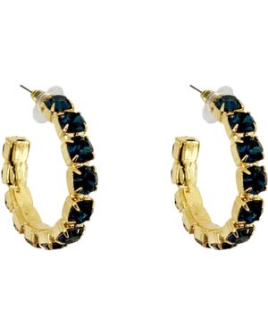 Laura Gray Dark Crystal Hoop Earrings - Metallic