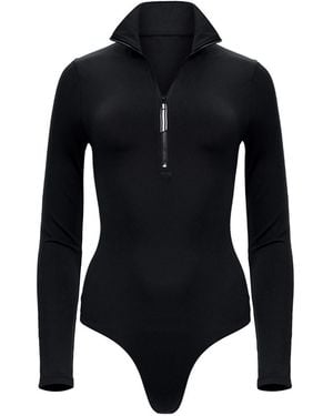 Goldie Byrd Long Sleeve Zip Front Bodysuit - Black