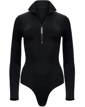 Goldie Byrd Long Sleeve Zip Front Bodysuit - Black