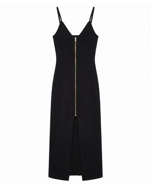 Cy Boutique Midnight Edge Zip Front Knit Dress - Black