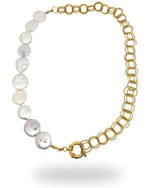 LINYA JEWELLERY Nora Pearl Chain Necklace - Metallic