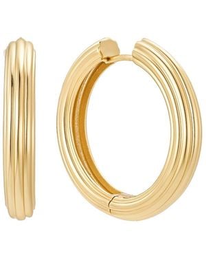 Nazzar Ribbed Tube Large Hoop Earrings - Metallic