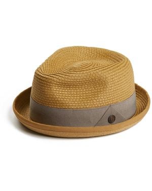 Dasmarca Hats Dasmarca Andy Short Brim Trilby Retro Summer Skimpy Brim Straw Braided Hat - Natural