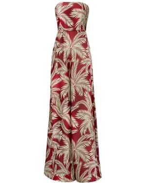 Nomi Fame Riri Floral Pallazo Pant Corset Jumpsuit - Red