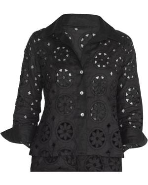 MARICEL Adelaide Blouse Sangallo Linen - Black