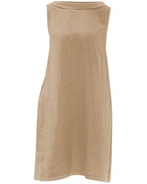 Haris Cotton Neutrals Midi Linen Cami Dress With Back Tie Beach Sand - Natural
