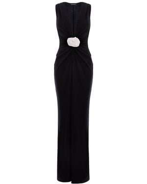 ROSERRY Mallorca Jersey Sleeveless Maxi Dress With Fixed Rosette Detail - Black