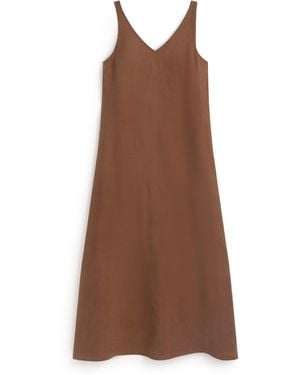 Thinking Mu Long Dress Cupro Sade - Brown