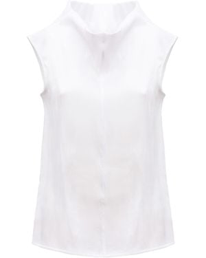 Julia Allert High Neck Organza Vest - White