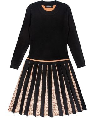 Roch Perel Tan & Jacquard Knit Dress - Black