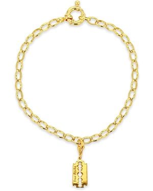 True Rocks 18Kt Plated Belcher Bracelet With Mini Razor Blade Charm - Metallic