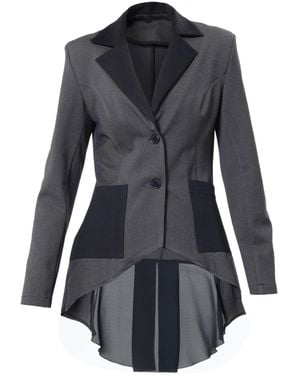 Metamorph Asymmetric Blazer With Chiffon - Blue
