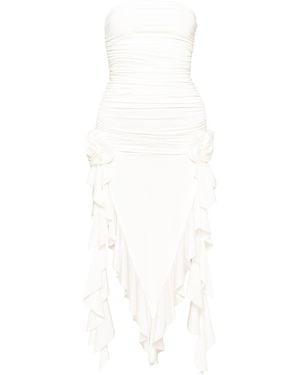 Nissa Floral-Appliqué Midi Dress - White