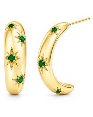 Unaloe Quartz Starburst Hoop Earrings – Plated Sterling - Yellow