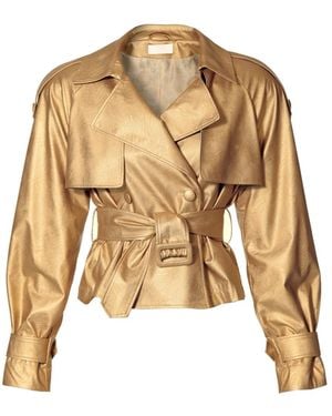 AGGI by HALEWSKI Collins Short Vegan Leather Jacket - Natural