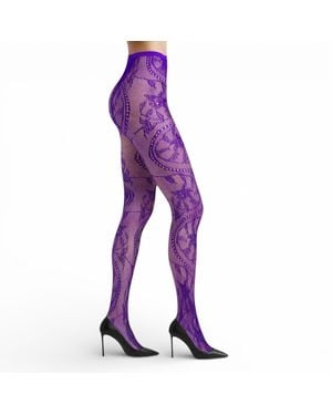 HIGH HEEL JUNGLE by KATHRYN EISMAN Monet Lace Tights - Purple
