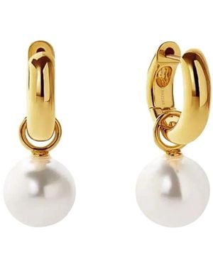 Nazzar Pearl Charm Dangle Hoop Earrings - Metallic