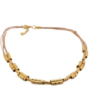 Nart Nature Making Art Neutrals The Pleated Buriti Natural Fibre Necklace - Metallic