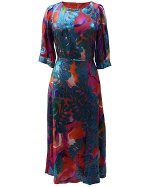 Closet Multicoloured Floral Print A-Line Dress - Blue
