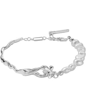Every Wave Rippling — Asymmetrical Pearl Bracelet - Metallic