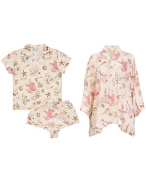 Fable England Neutrals Whispering Sands Pyjamas & Kimono - Pink