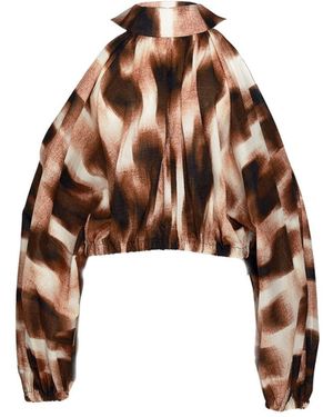 Justin Tong Neutrals Rhea Cotton Blouse - Brown