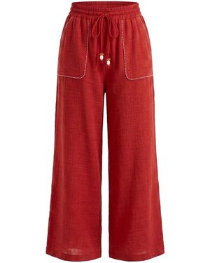 Lalipop Design Poppy Muslin Wide Leg Trousers - Red