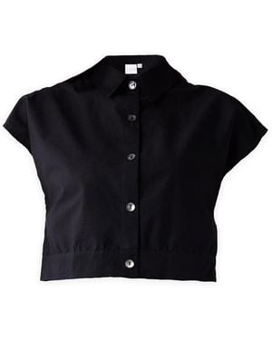 REISTOR Oversized Crop Shirt - Black