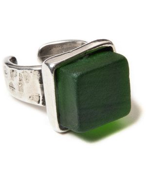 Smart Glass Jewelry Recycled Wine Bottle Cube Ring Pine - Green