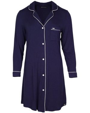 Pretty You London Bamboo Long Sleeved Classic Nightshirt - Blue