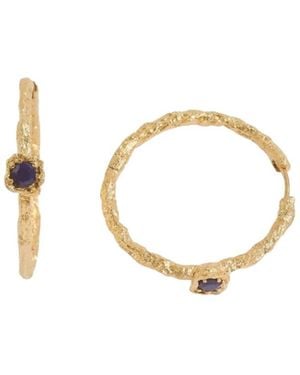 Claire Hill Designs Lapis Lazuli Lichen Branch Large Hoops - Metallic