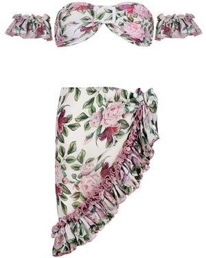 Nur Karaata Marigold Rose Set - White