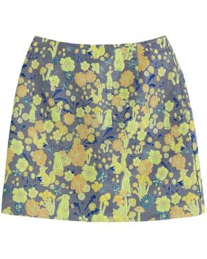 Louche Aubin Fairytale Jacquard Mini Skirt - Blue