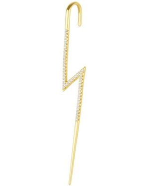 Spero London Sterling Lightning Bolt Ear Crawler With Sparkling Gemstones - Metallic