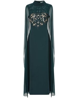 Frock and Frill Paloma Embellished Maxi Dress With Cape Detail - Green