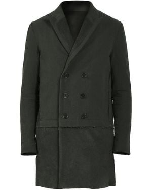 Smart and Joy Double-Breasted Long Coat With Printed Lining - Green