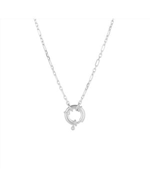 Spero London Large Lock Sterling Chain Necklace - Metallic