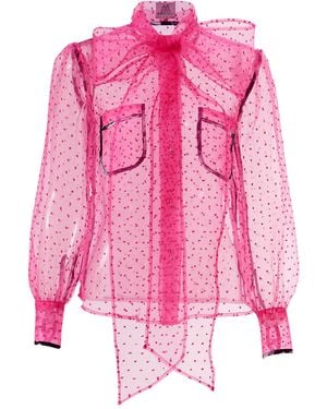 By Moumi Bow Shirt Shocking Organdie - Pink