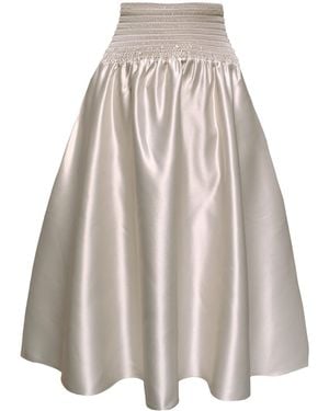 Frock Tales Neutrals Orchid Midi Skirt With Pockets - Gray