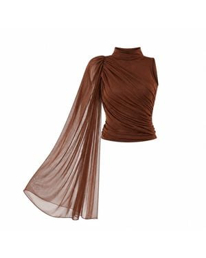 34B Lana Cape Blouse - Brown