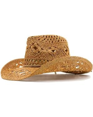 Chanel Joan Elkayam Handmade Natural Straw Western Cowboy Hat - Brown